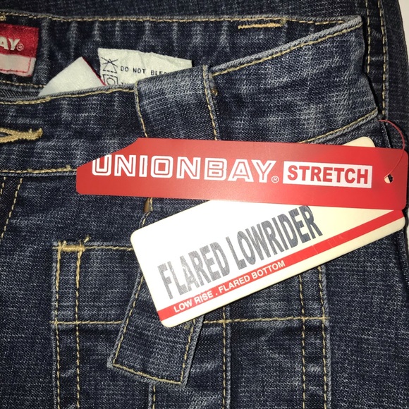 Union Bay stretch flared lowrider jeans, new with tags, cute rounded pockets - Picture 9 of 9
